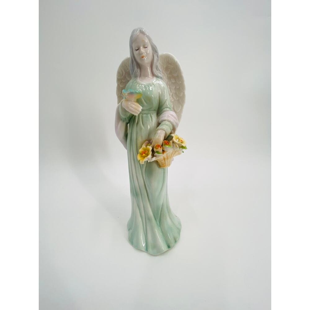 Antique Angel with Flowers and Butterfly Figure